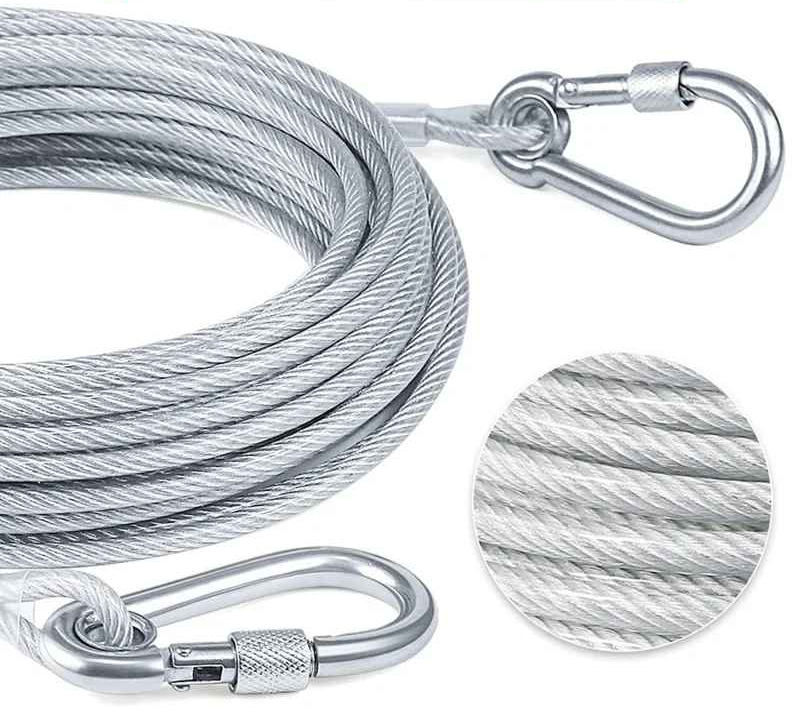 Longe pour chien double attache en acier inoxydable