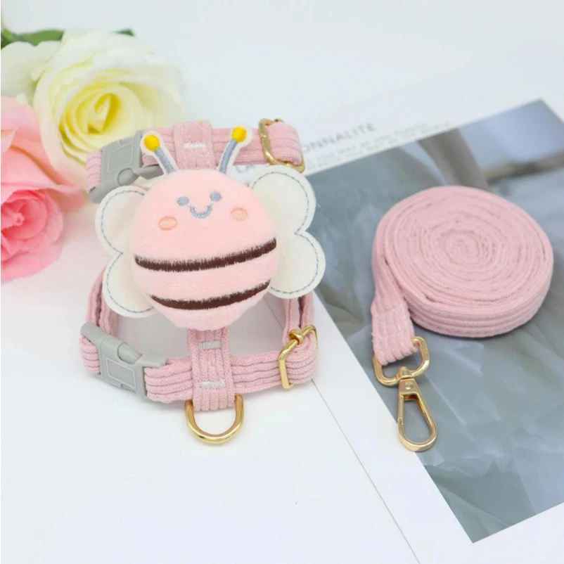 harnais pour chien forme d_abeille rose
