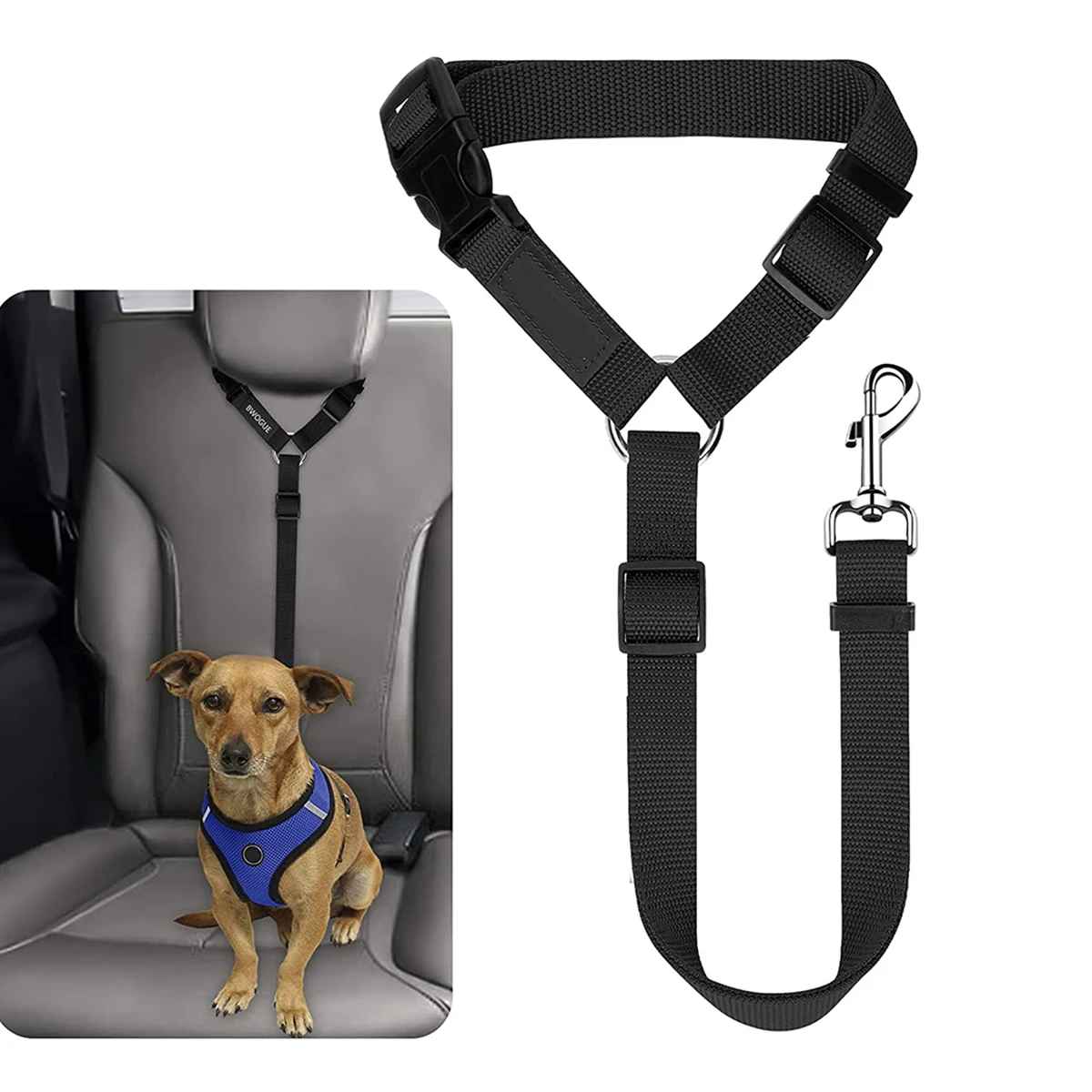 Laisse chien de securite voiture noir