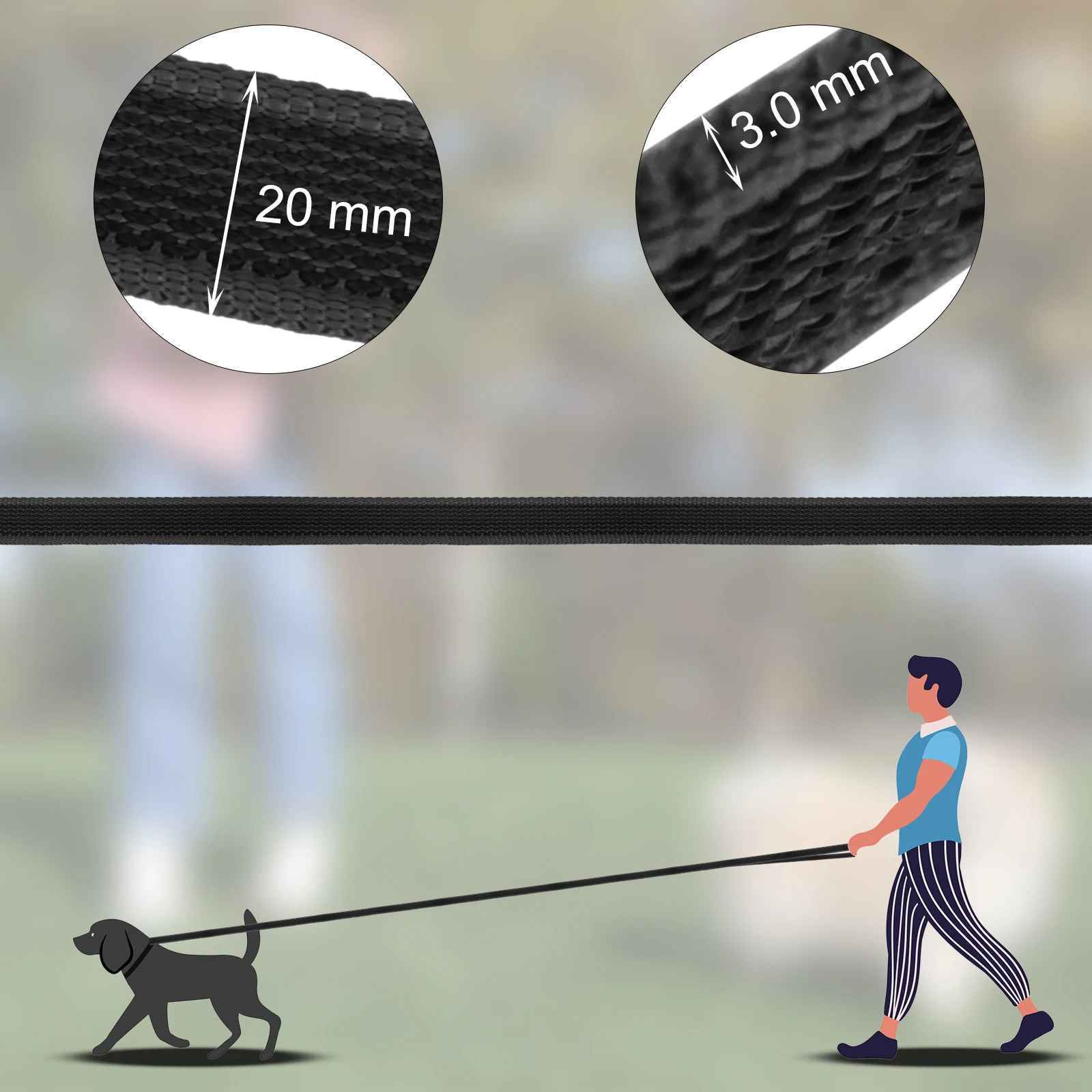 Laisse pour chien grandeur et largeur en demonstration