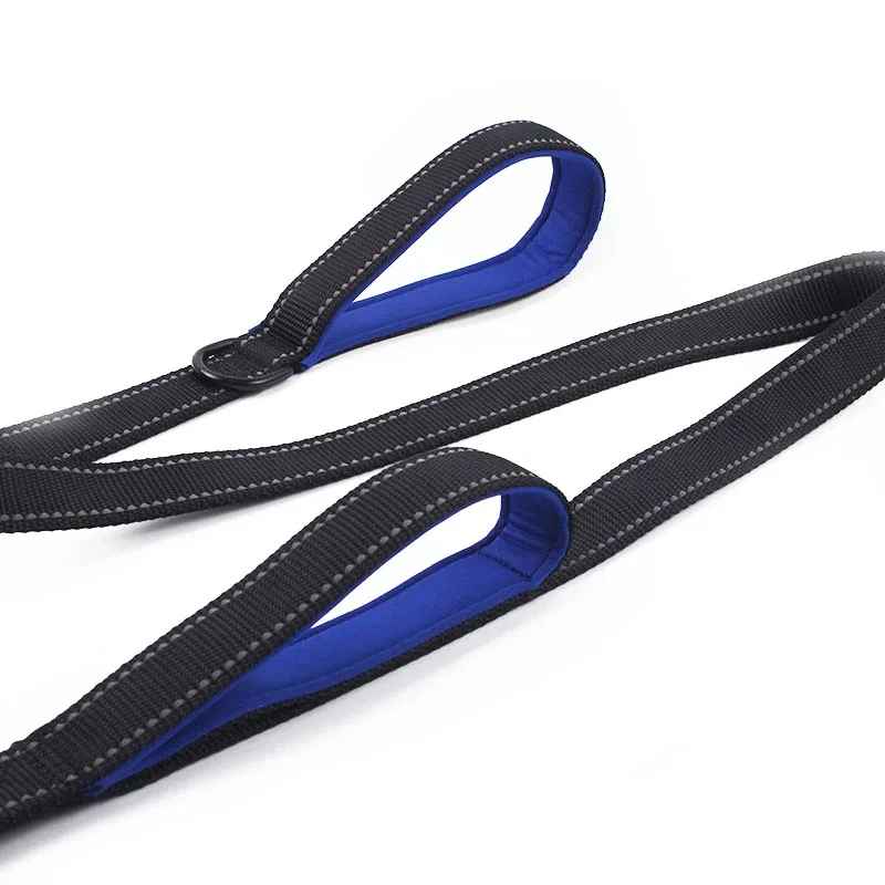 Laisse pour chien poignee double bleu