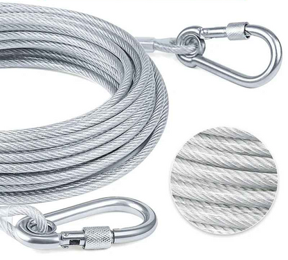 Longe pour chien double attache en acier inoxydable