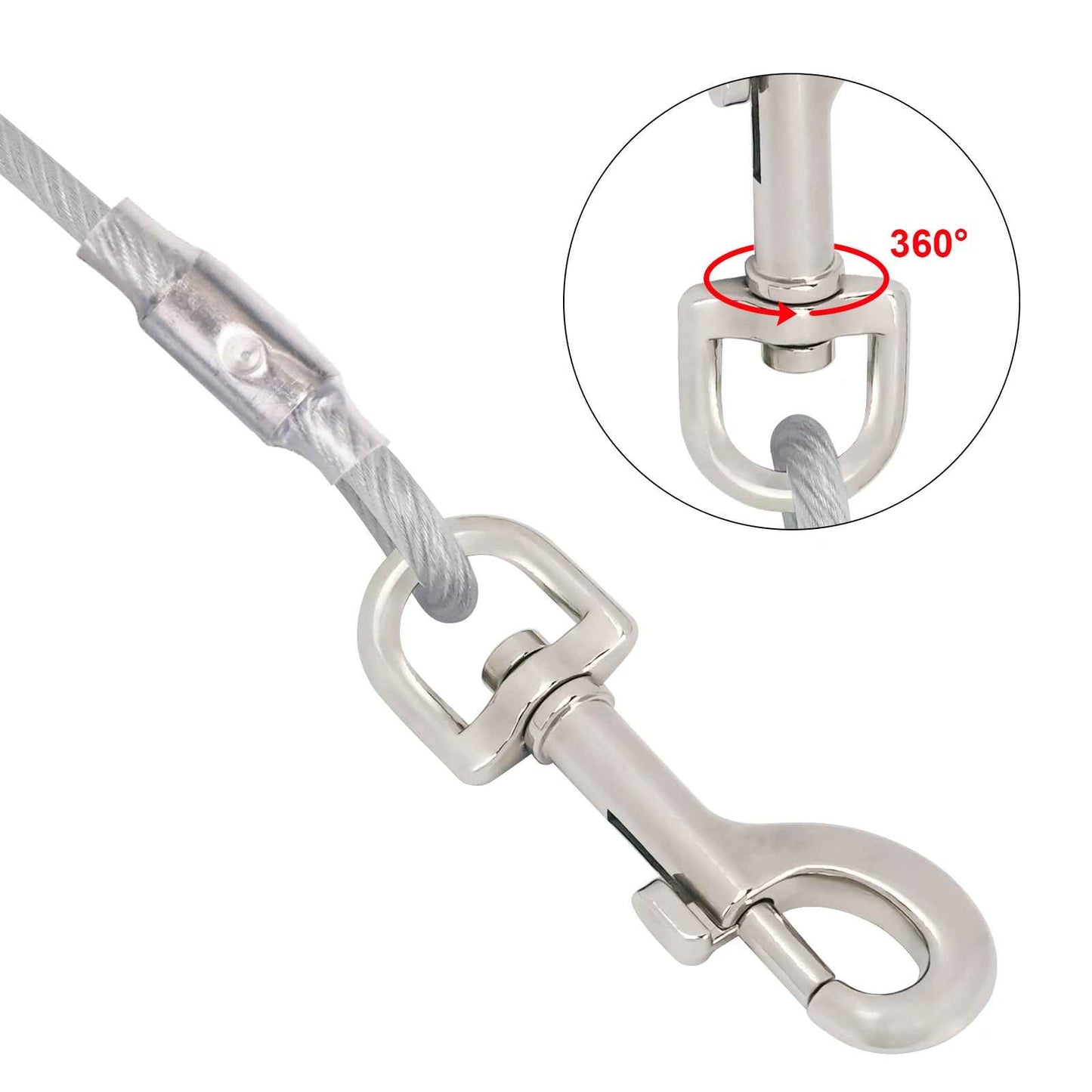 Longe pour chien en acier descriptif