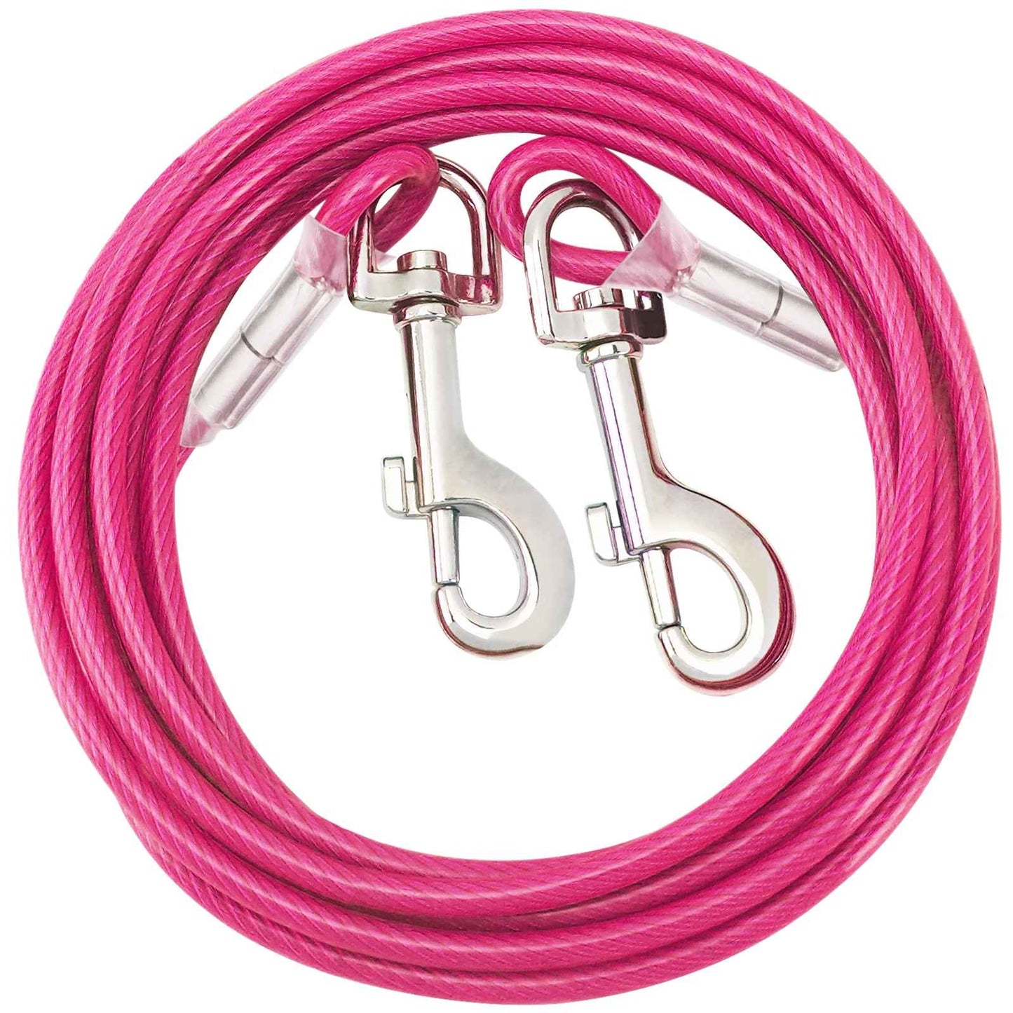 Longe pour chien rose en acier