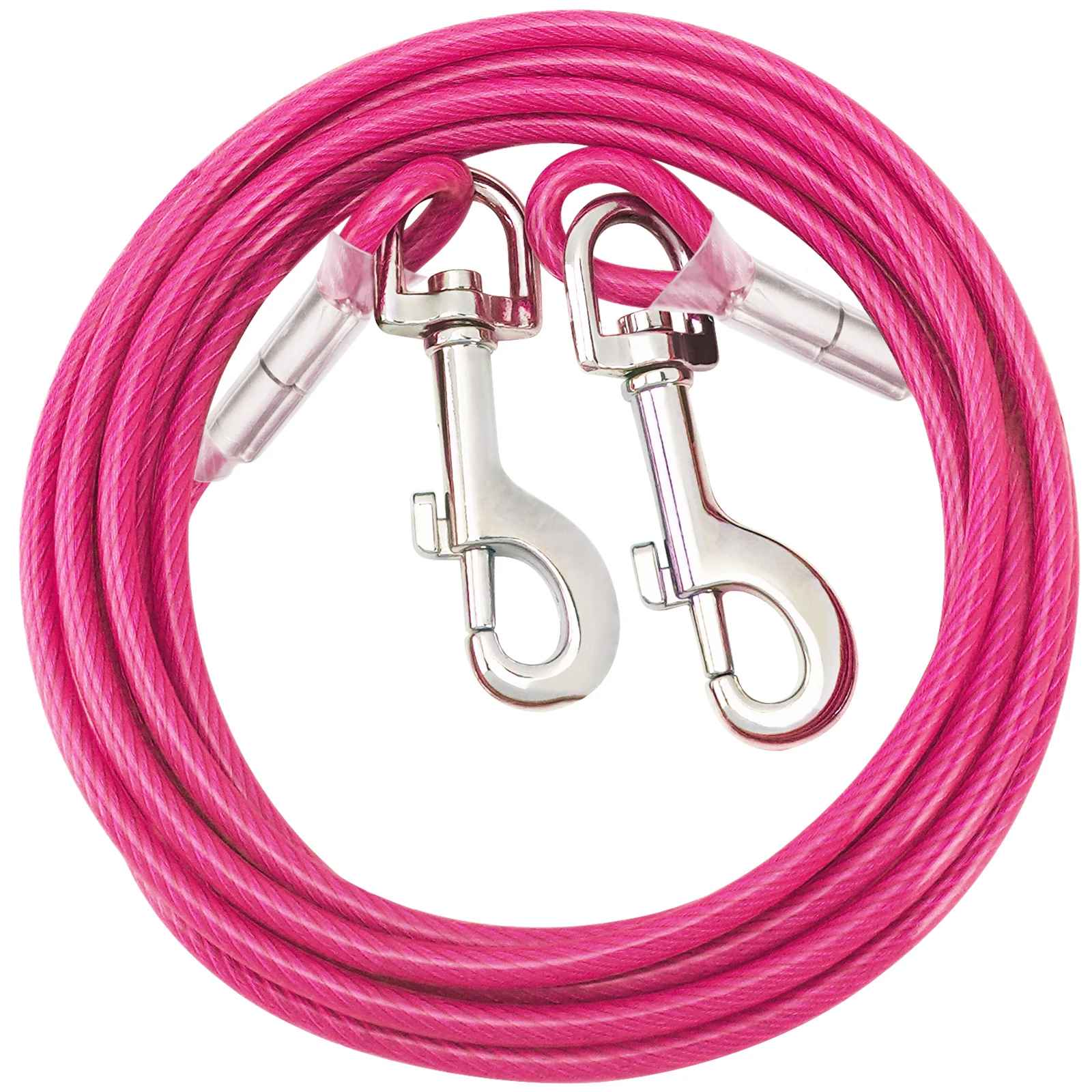 Longe pour chien rose en acier