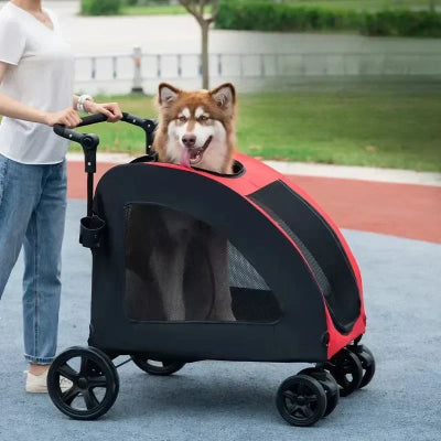 Poussette Pliable en Maille Respirante pour Animaux de Compagnie Grand Espace Chien Voiture de Photoroom