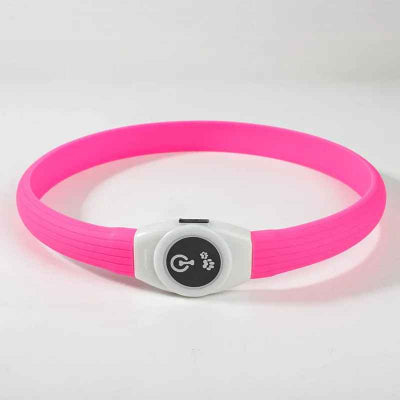 collier lumineux chien rose