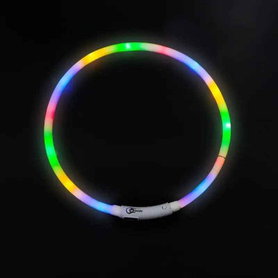 collier lumineux pour chien arc en ciel effet
