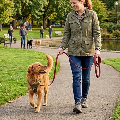 Laisse longe pour Chien avec chien se promenant avec son tuteur