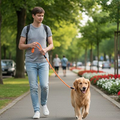 Laisse longe pour chien avec son ami