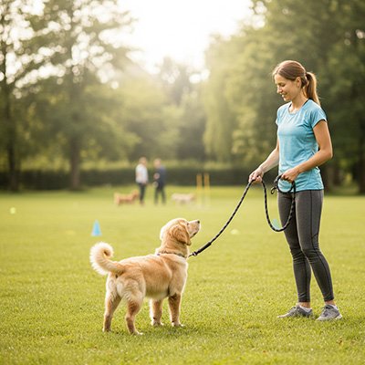 Laisse longe pour chien en entrainement