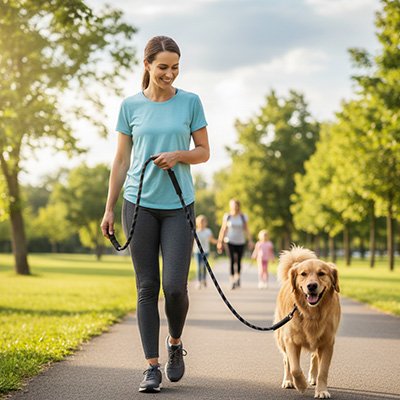 Laisse longe pour chien en promenade