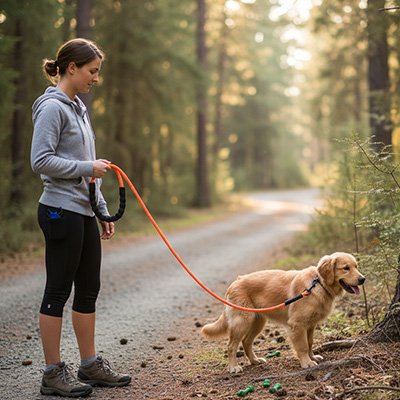 Laisse longe pour chien en sentier